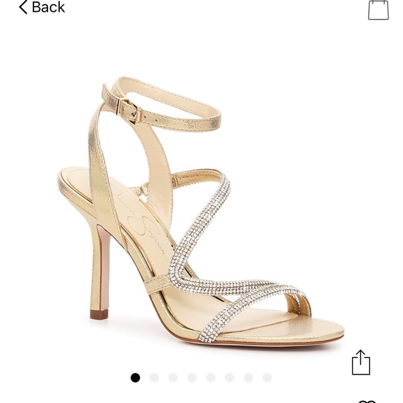 Jessica Simpson Gold Shimmer Fabric Sandals - Picture 9 of 9